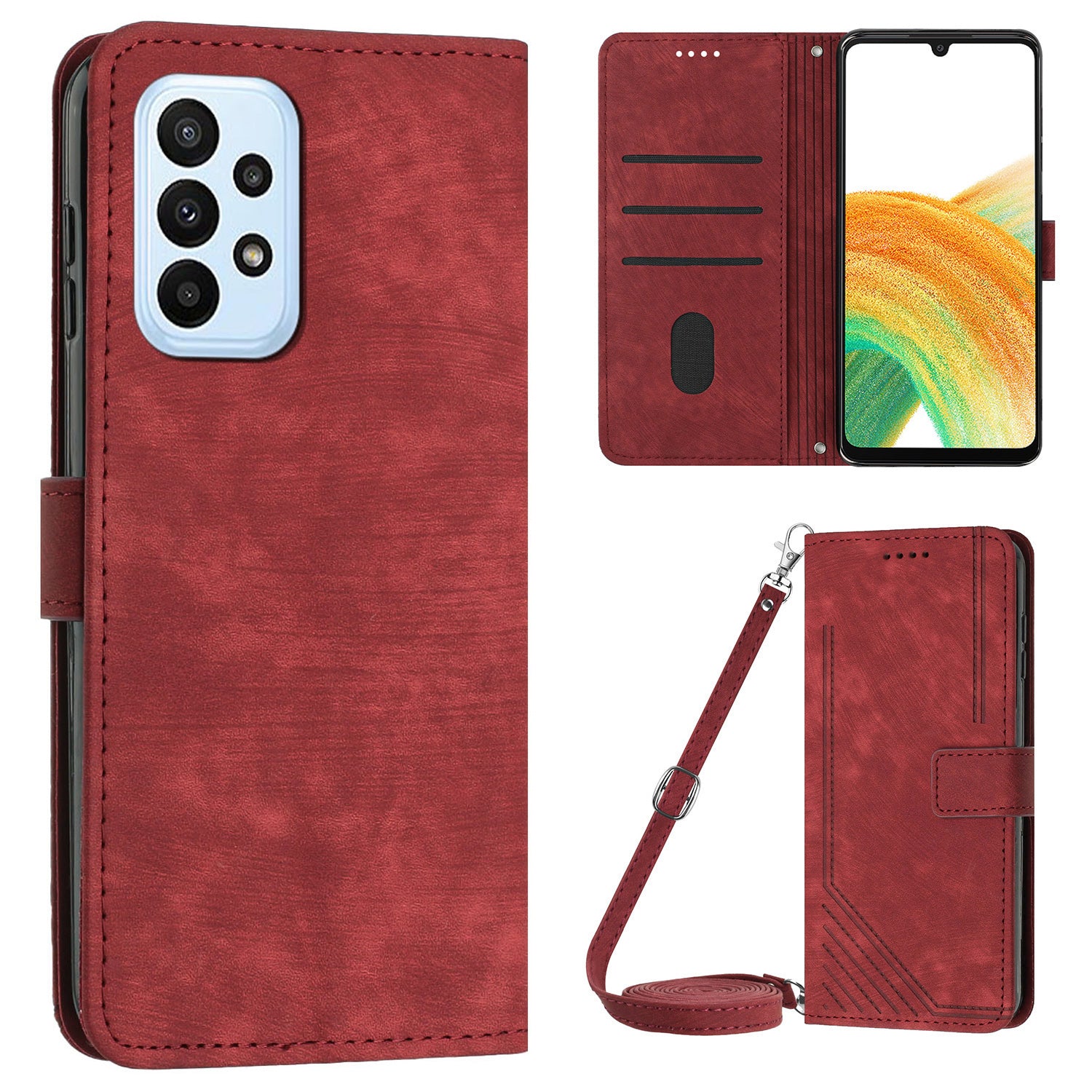 Skin-touch Feeling Wallet Case for Samsung Galaxy A33 5G Lines Imprinted Stand PU Leather Phone Cover Skin-touch Feeling Wallet Case for Samsung Galaxy A33 5G Lines Imprinted Stand PU Leather Phone Cover